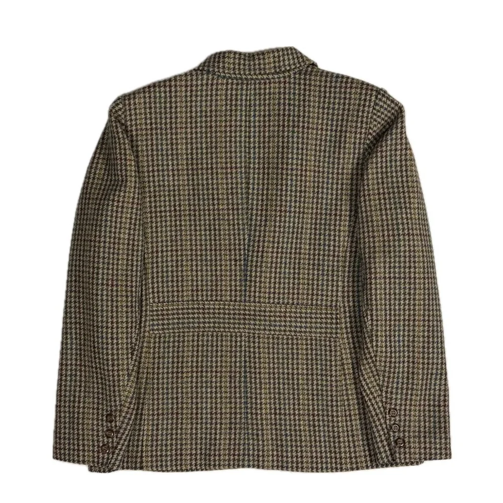 Vintage Appleseed Shetland wool blend houndstooth tweed blazer jacket womens 16‎